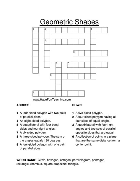 geometric figure crossword clue.